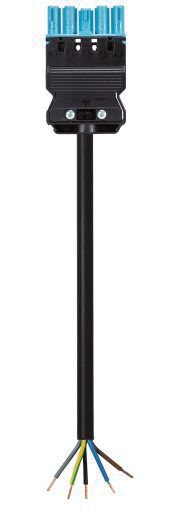 Systemverbindung 5p H05Z1Z1-F 1,5qmm sw L2000mm 5x1,5qmm Buchse fr.Ende hfr 16A