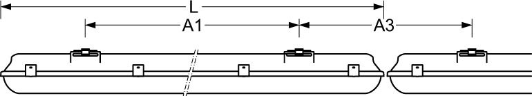 LED-Wannenleuchte 68W 4000K 8602lm gr Konv IP65 1600x105x117mm