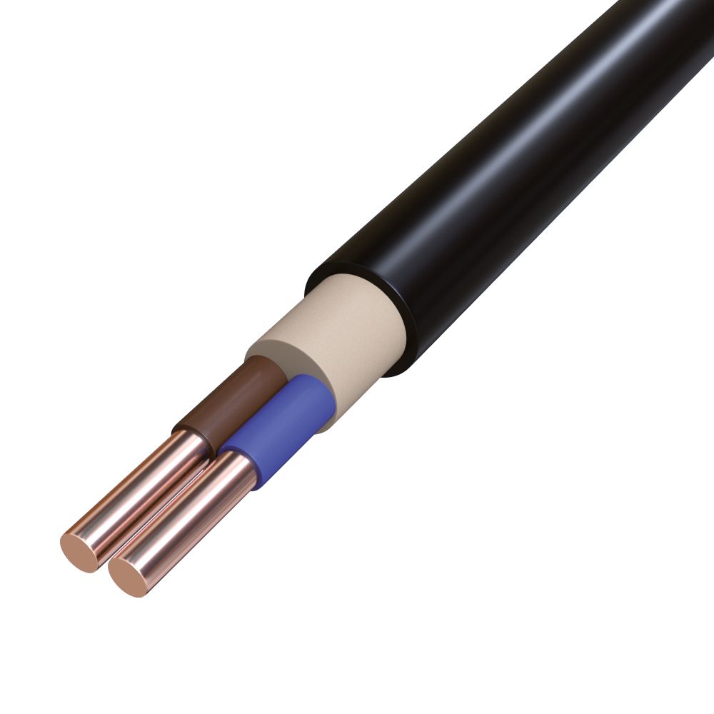 Starkstromkabel hfr Cca N2XH-O 2x6qmm RE TRS Halogenfrei nach EN IEC 60754-3 sw