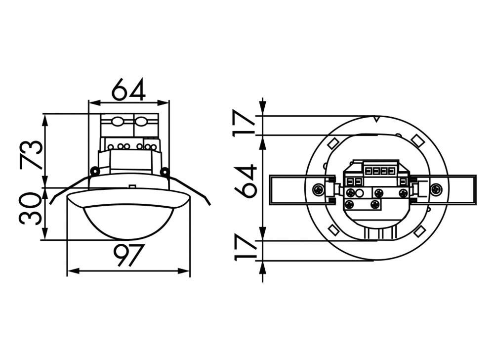 Präsenzmelder EB 360° 110-240V rws glz IP20 Einb HLK-Ansteuerung