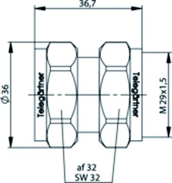Koax-Kupplung 7/16 Stecker/Stecker 50Ohm ger