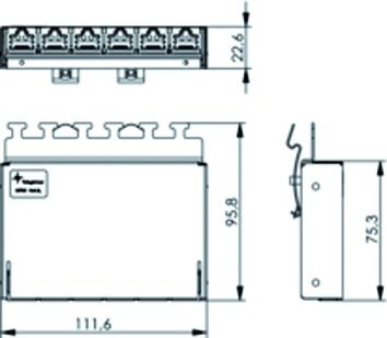 Patchpanel 2Ports Cat6A Hutschiene 111,6x22,6x75mm