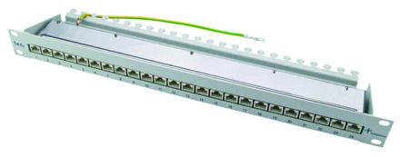 Patchpanel 24Ports 1HE Cat6A RAL7035 19Zoll-Einbau 44x482,6x110mm