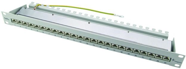 Patchpanel 24Ports 1HE Cat6A RAL7035 19Zoll-Einbau 44x482,6x110mm