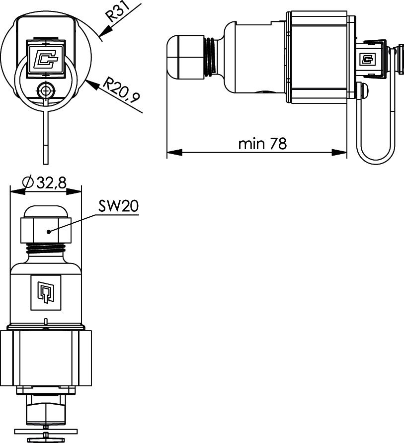 Datendose 1f Cat6A IP67 RJ45 Kst m.Buchs/Kuppl IDC Mit Buchsen/Kupplungen