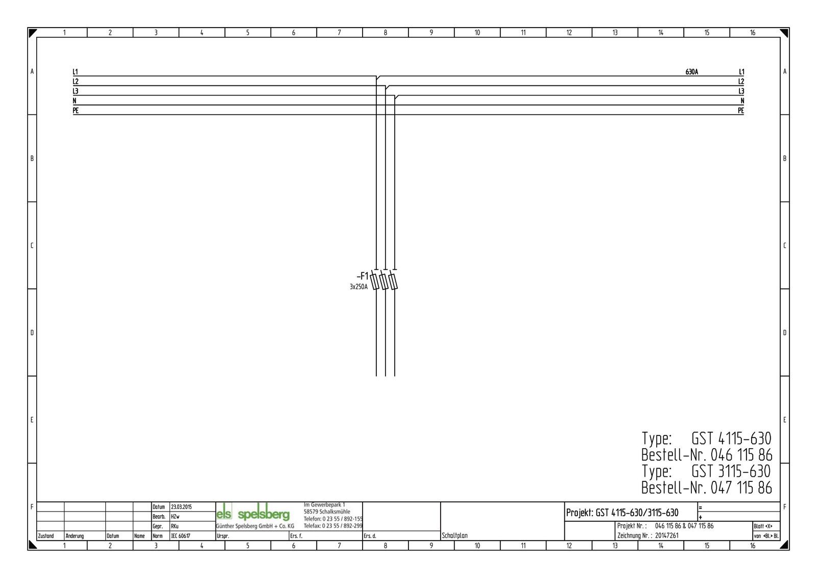 Lasttrenngehäuse NH000 630A 690V IP65 320x179x440mm