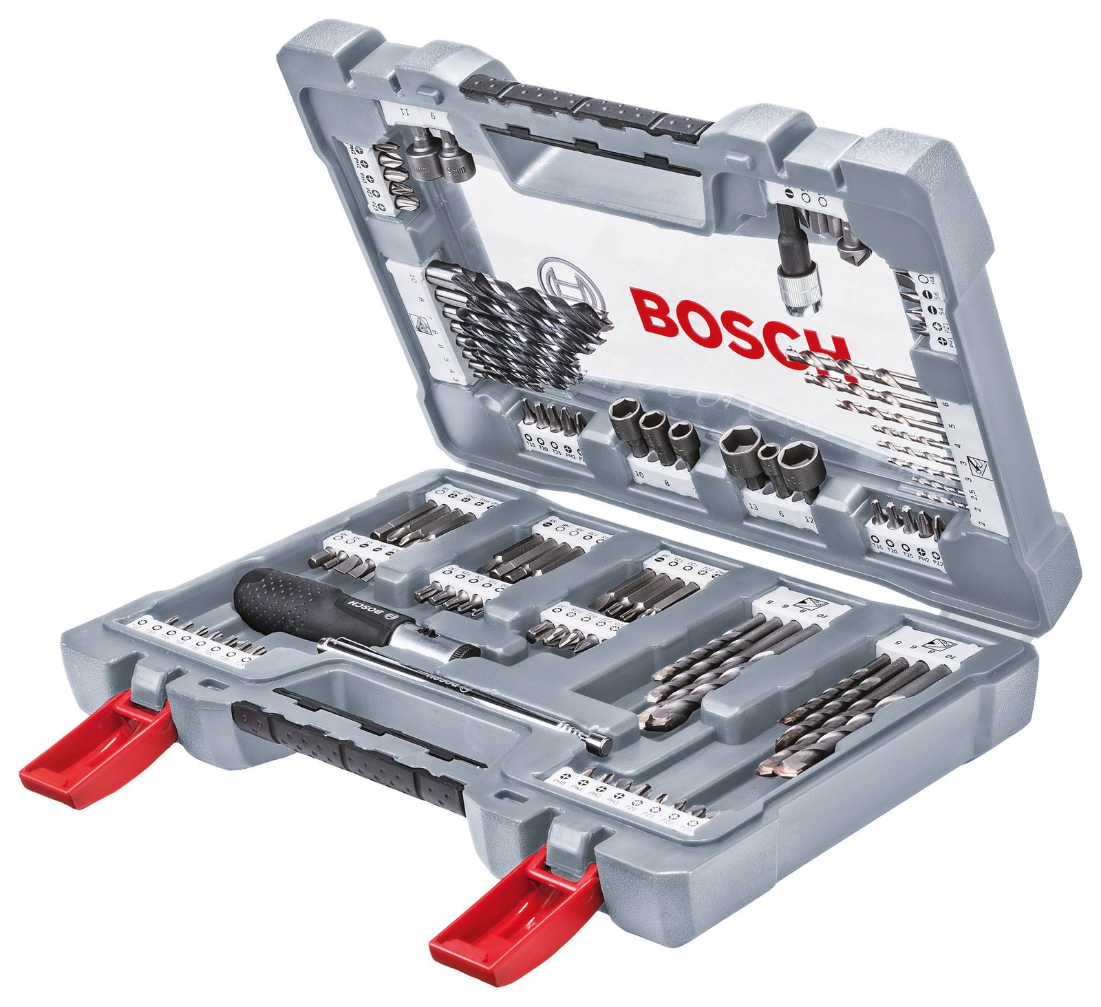 Werkzeugset 105tlg Bohrer 8xNuss Box 8xHSS 1xSenker 69xSteckeinsatz KstBox