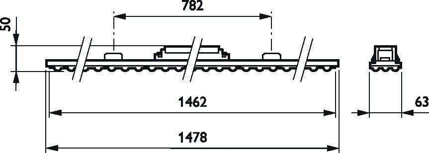LED-Geräteträger 53W Maxos 4000K 8000lm 1LED elektr.Trafo IP20 ws 63x1478x50mm