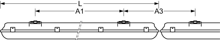 LED-Wannenleuchte 31W 4000K 4477lm gr Konv Dimmung DALI IP65 1300x105x117mm