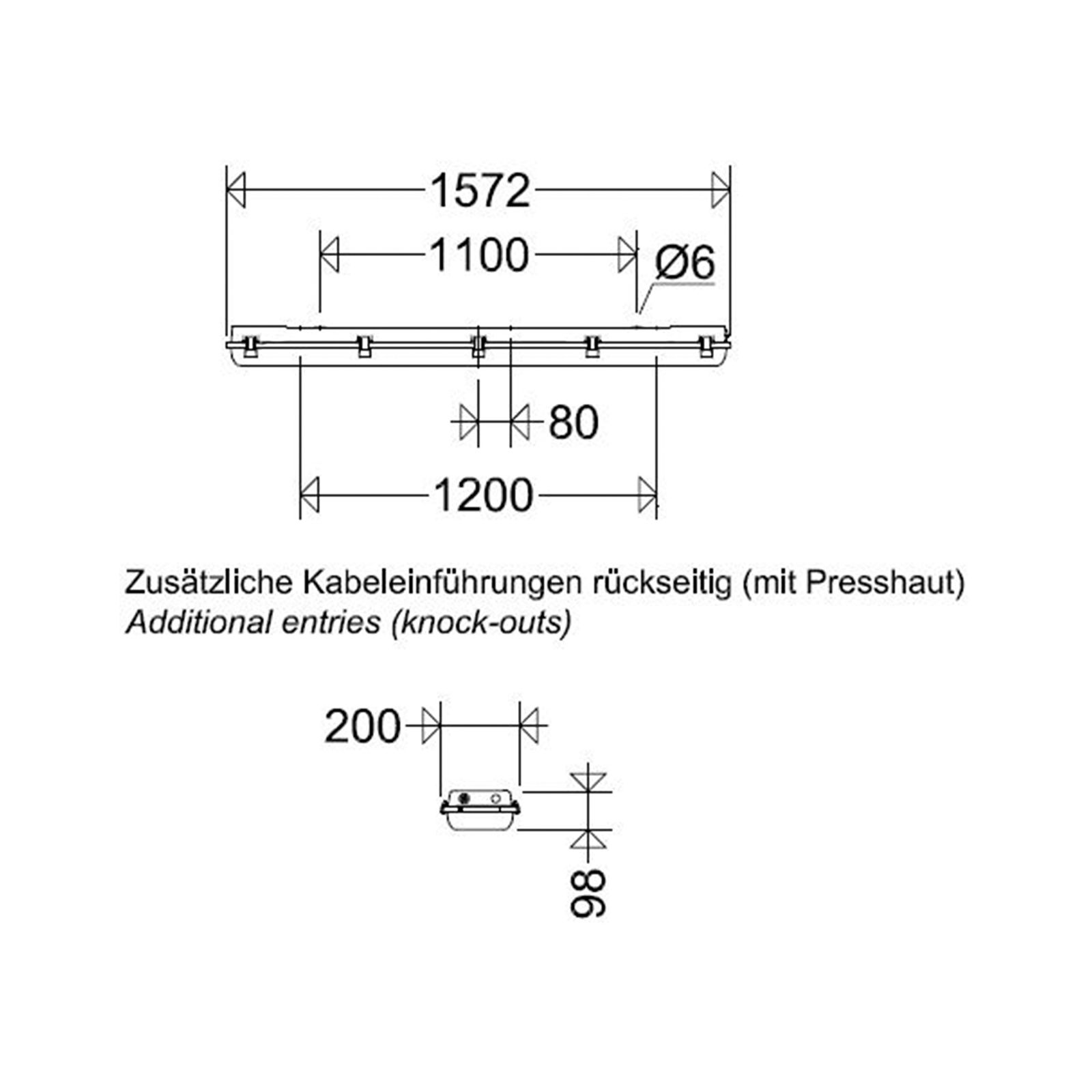 LED-Feuchtraumleuchte 40W gr IP65 G13 1572x200x98mm