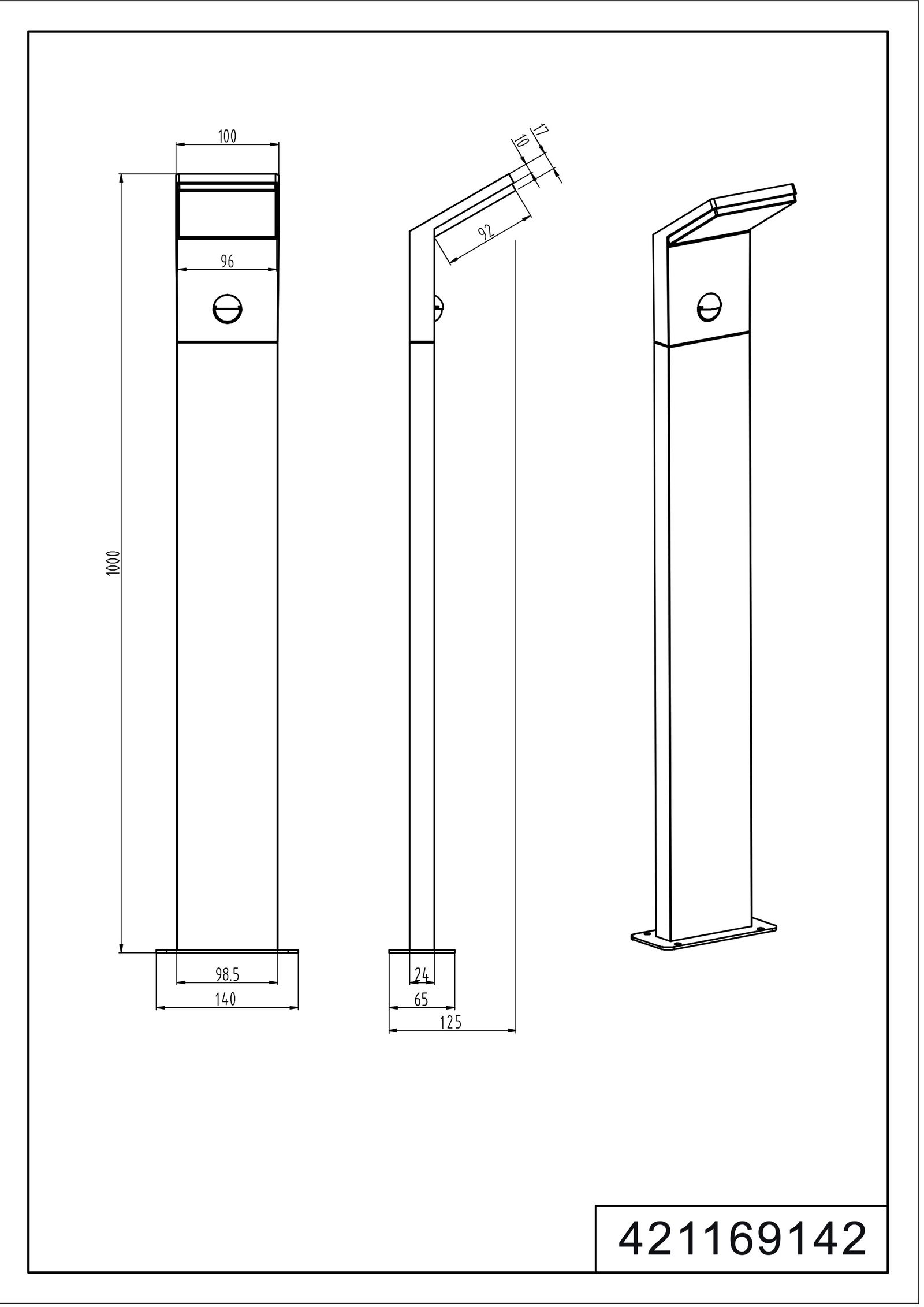 LED-Pollerleuchte 8W PEARL IP54 3000K 900lm 1LED anth Alu Kst_opal BWM