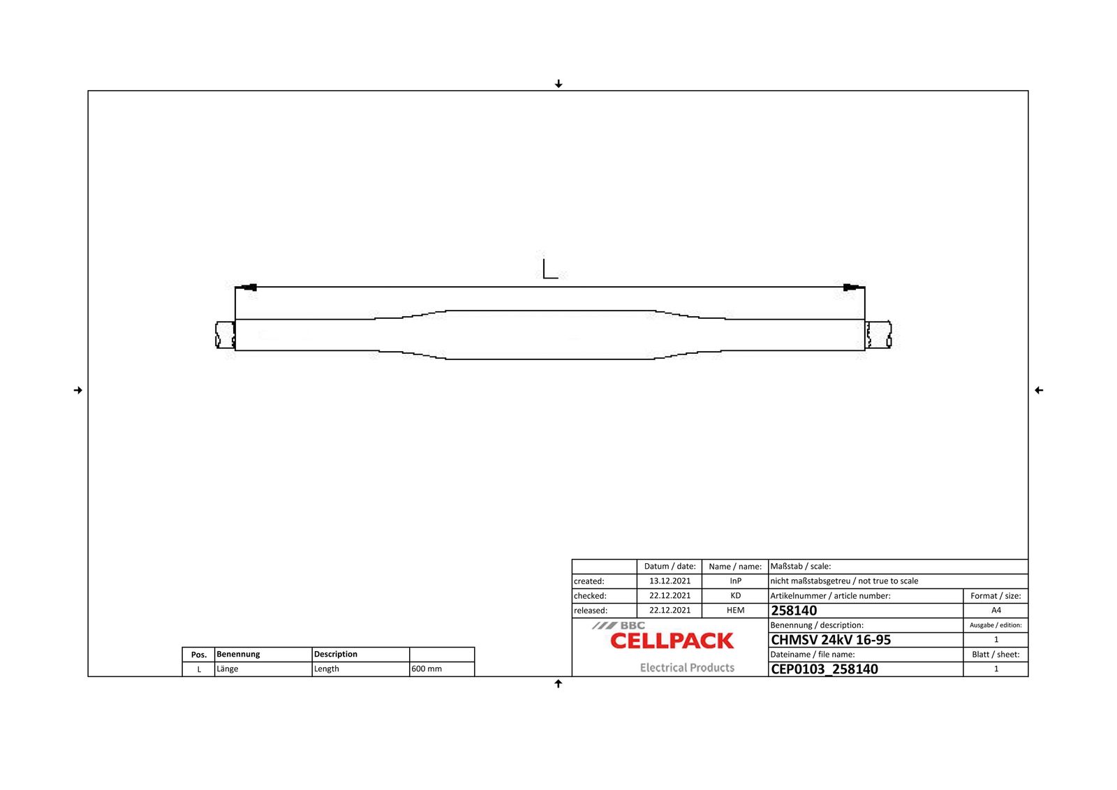 Verbindungsmuffe Warmschr 1x16-95qmm Mit konzentrischer Abschirmung KstKabel