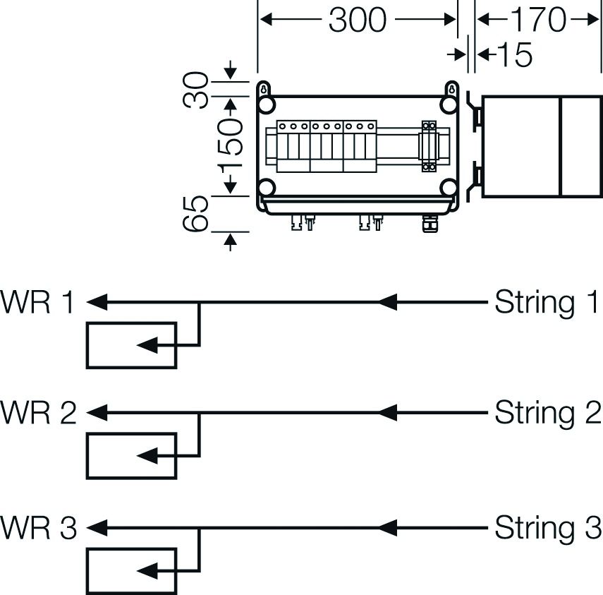 Klemmenkasten 16qmm 1f Kst 215x300x170mm AP IP65 hfr