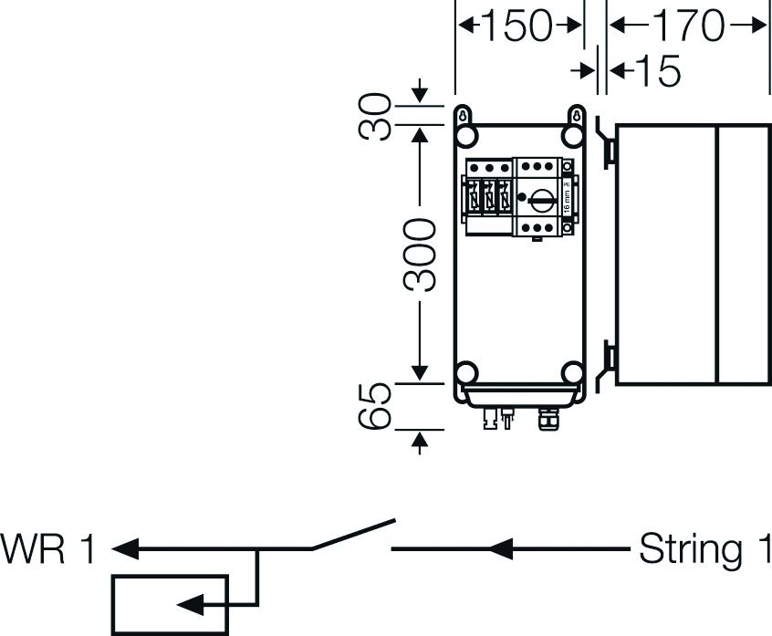 Klemmenkasten 16qmm 1f Kst 365x150x170mm AP IP65 hfr