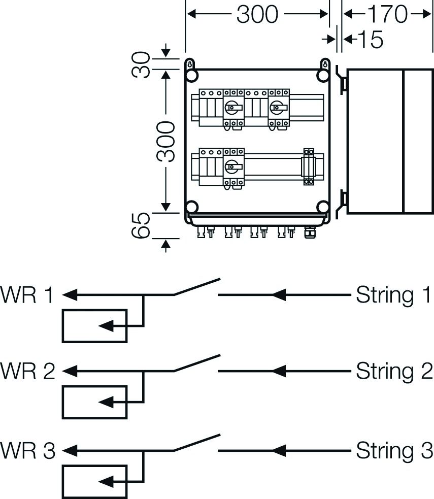 Klemmenkasten 16qmm 1f Kst 365x300x170mm AP IP65 hfr