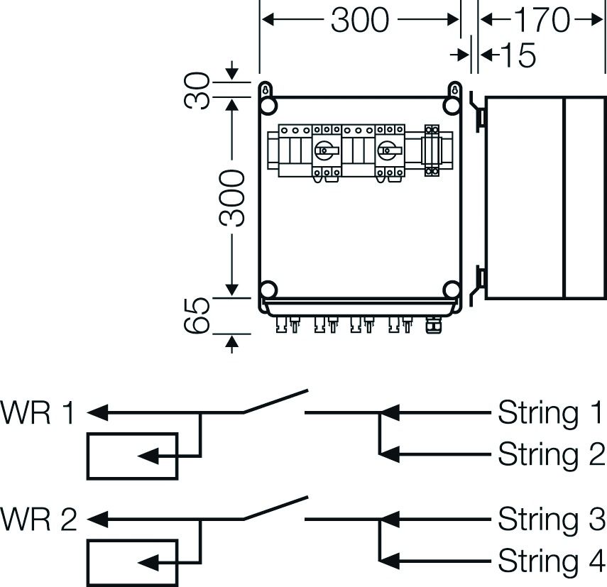 Klemmenkasten 16qmm 1f Kst 365x300x170mm AP IP65 hfr