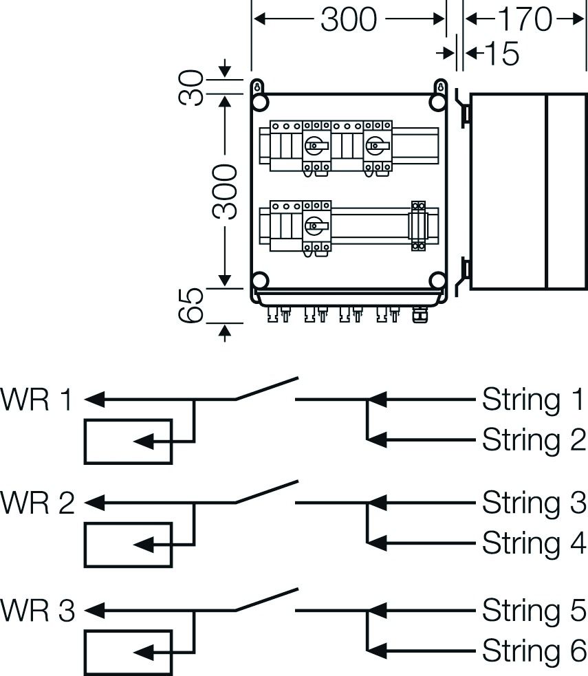Klemmenkasten 16qmm 1f Kst 365x300x170mm AP IP65 hfr