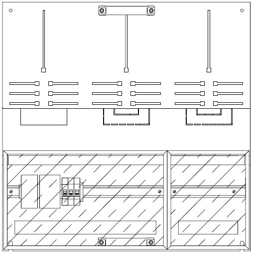 Komplettfeld 32A 3Z 3PBf 1V m.Verdr m.MPL 3-Punkt-Befestigung 750x750mm