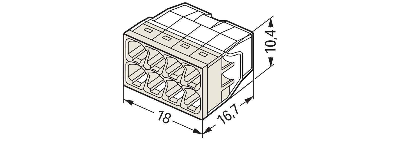 Steckklemme 8f 450V 24A Serie 2273 0,5-2,5qmm f.Massivleiter