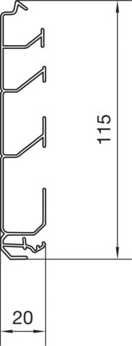 Sockelleistenkanal UT H115mm Kst 2trennw sw