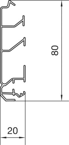 Sockelleistenkanal UT H80mm Kst 2trennw sw