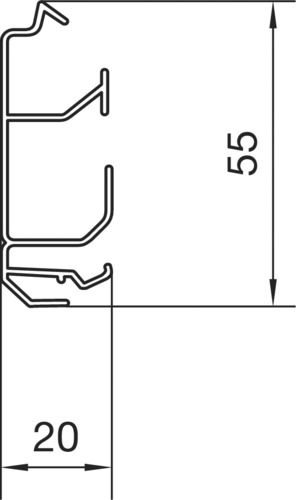 Sockelleistenkanal UT H55mm Kst 2trennw sw