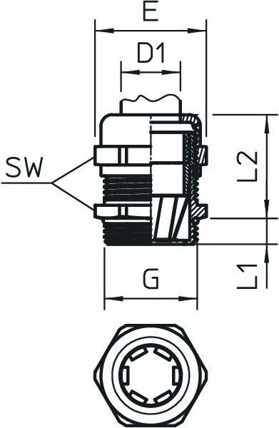 Kabelverschraubung M50 V-TEC Ms si IP68 vernick 9mm ger m.Zugentlastung