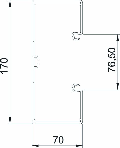 Geräteeinbaukanal Kst 170x70mm lgr GEB-K RAL7035 unbeh 2000mm