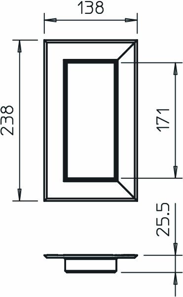 Wandanschlussblende GEB-K B238xT138mm sym Kst rws RAL9010 unbeh