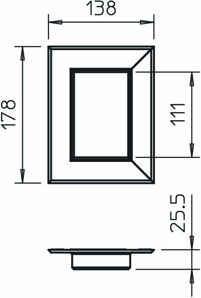 Wandanschlussblende GEB-K B178xT138mm sym Alu rws RAL9010 unbeh