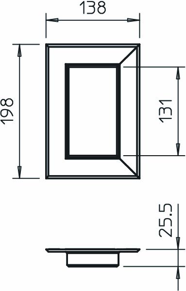 Wandanschlussblende GEB-K B198xT138mm sym Alu rws RAL9010 unbeh