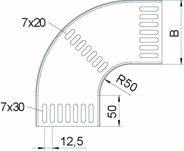 Bogen_starr 90° MKR-Serie horiz 15x126mm R=50mm