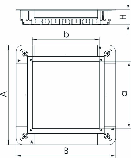 Unterflur-Gerätedose 9f quadrat 55-80mm