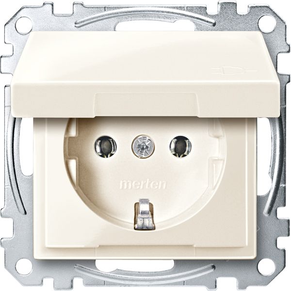 Steckdose 1f alu mt System M UP Klappd IP20