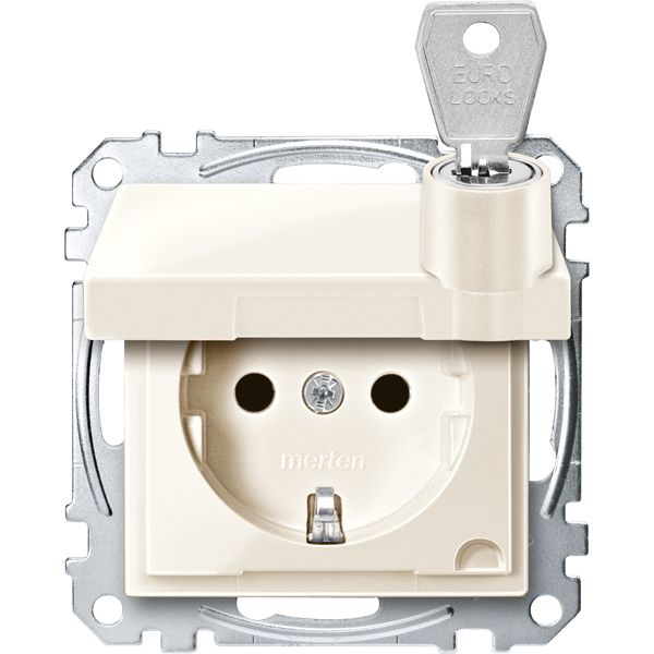 Steckdose 1f alu mt System M UP m.BS Klappd Mit erhöhtem Berührungsschutz