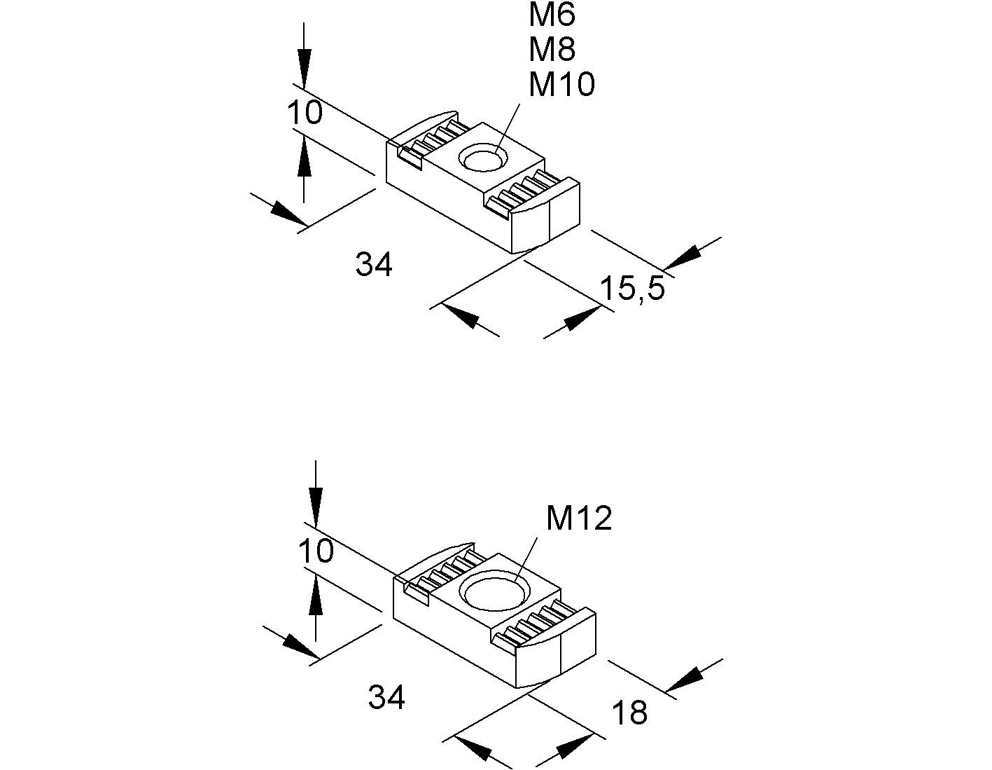 Gleitmutter M12 ST f/vz