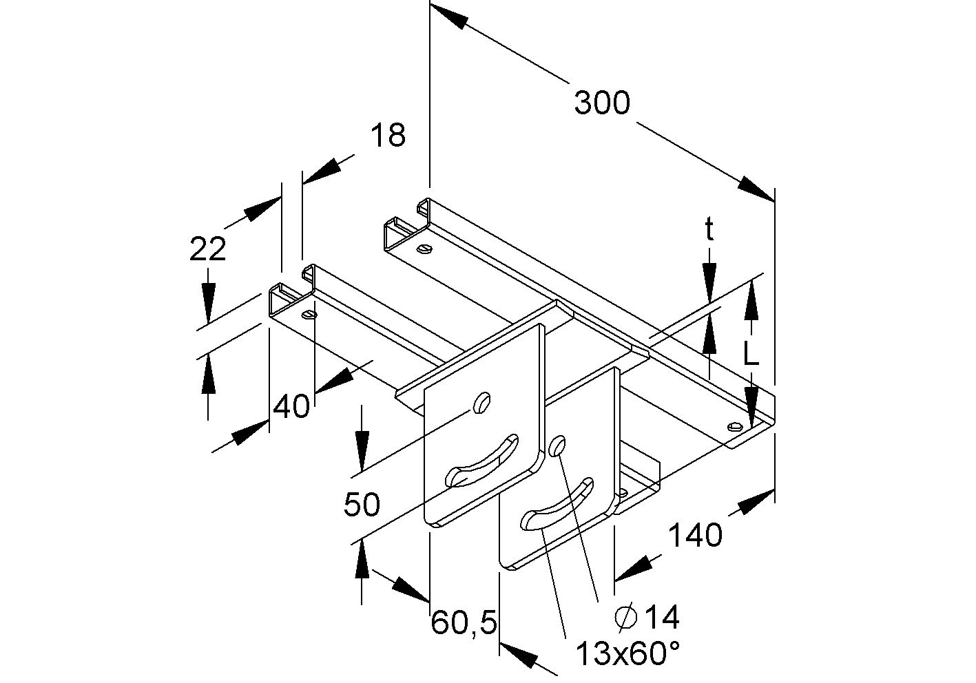 Klemmkopfplatte U-Profil f.Konsolenbef Geeignet für Konsolenbefestigung 90°