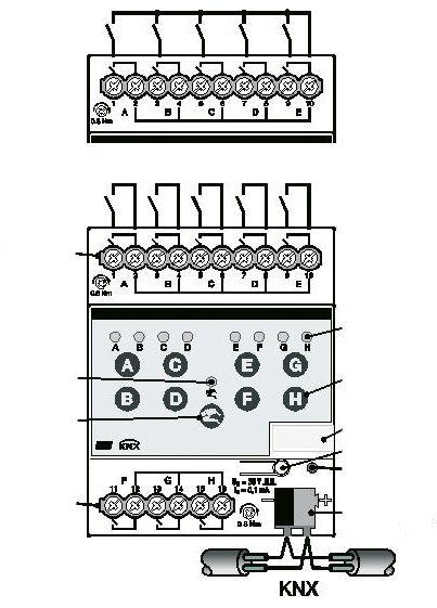 Binäreingang KNX REG 2TE LED 4f m.LED-Anz