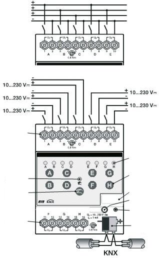 Binäreingang KNX REG 2TE LED 4f m.LED-Anz