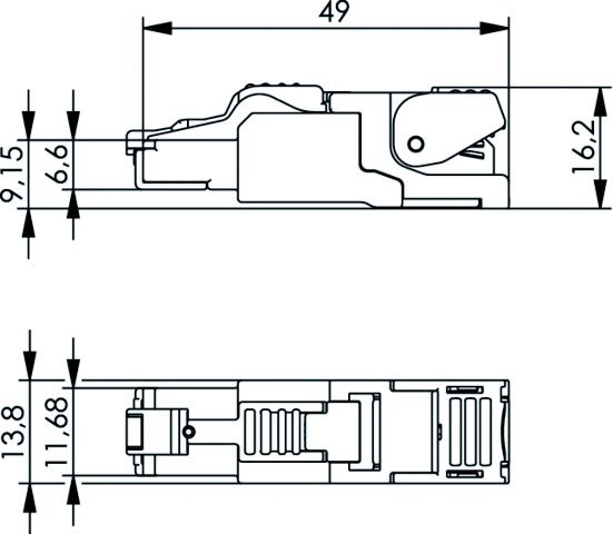 Modular-Stecker Cat6A MFP8 T568 A RJ45 27-22AWG Schirm Litze massiv Feldkonf
