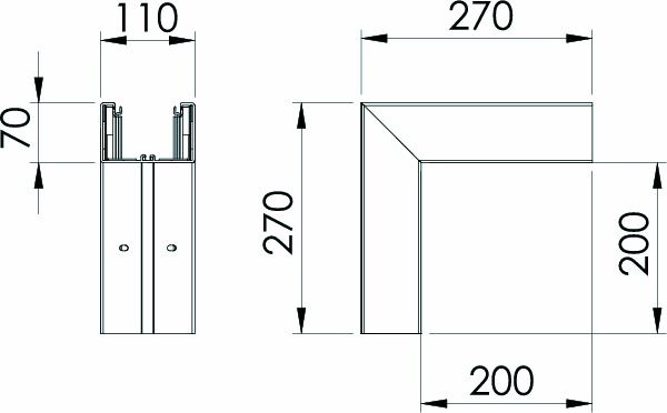 Außeneck GEB-K 70x110mm UT 90° Kst lgr RAL7035 unbeh