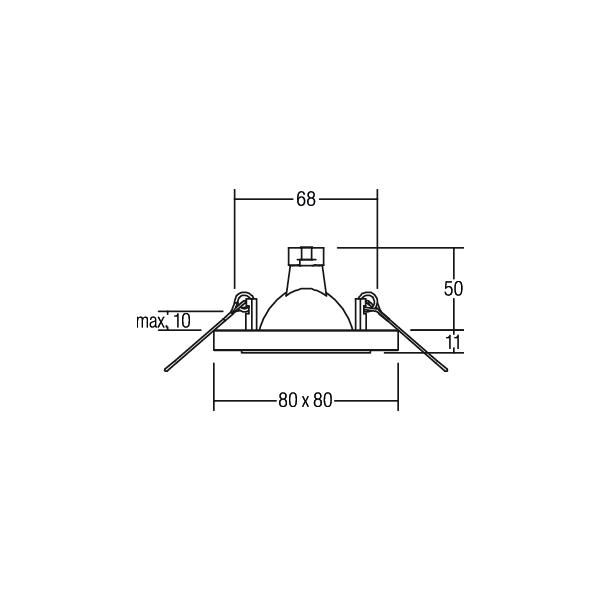 Einbaustrahler 13W Konv GX5,3 chr glz ST IP20 Ø/EB68mm 80x80x10mm