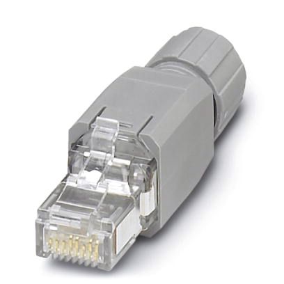 Modular-Stecker Cat5E RJ45 26-22AWG sw Feldkonf Schirm Litze massiv f.Rundkabel
