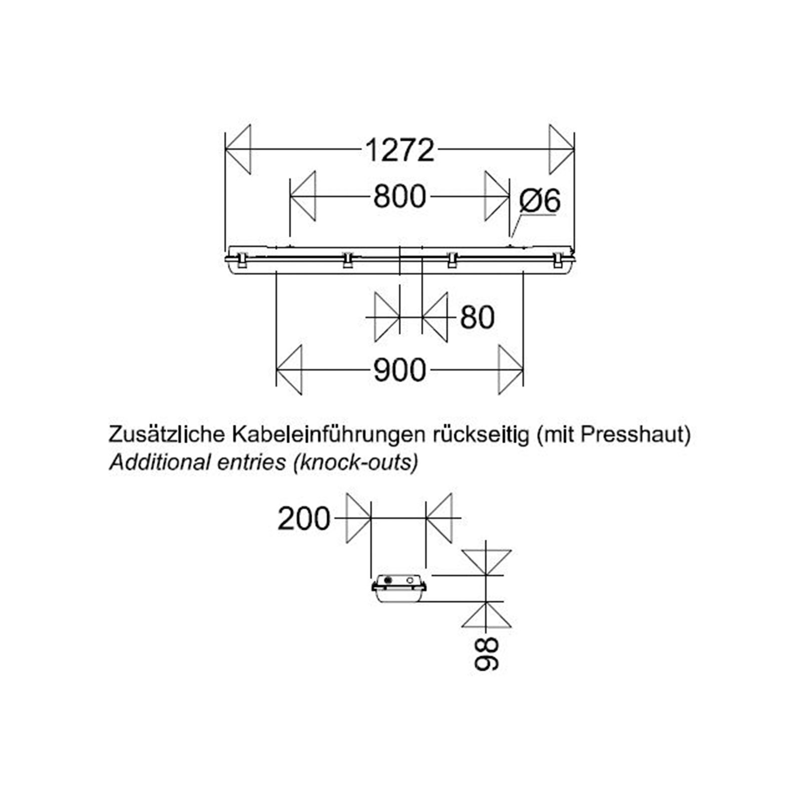 LED-Feuchtraumleuchte 58W 4000K 8990lm gr Konv IP65 1272x200x98mm