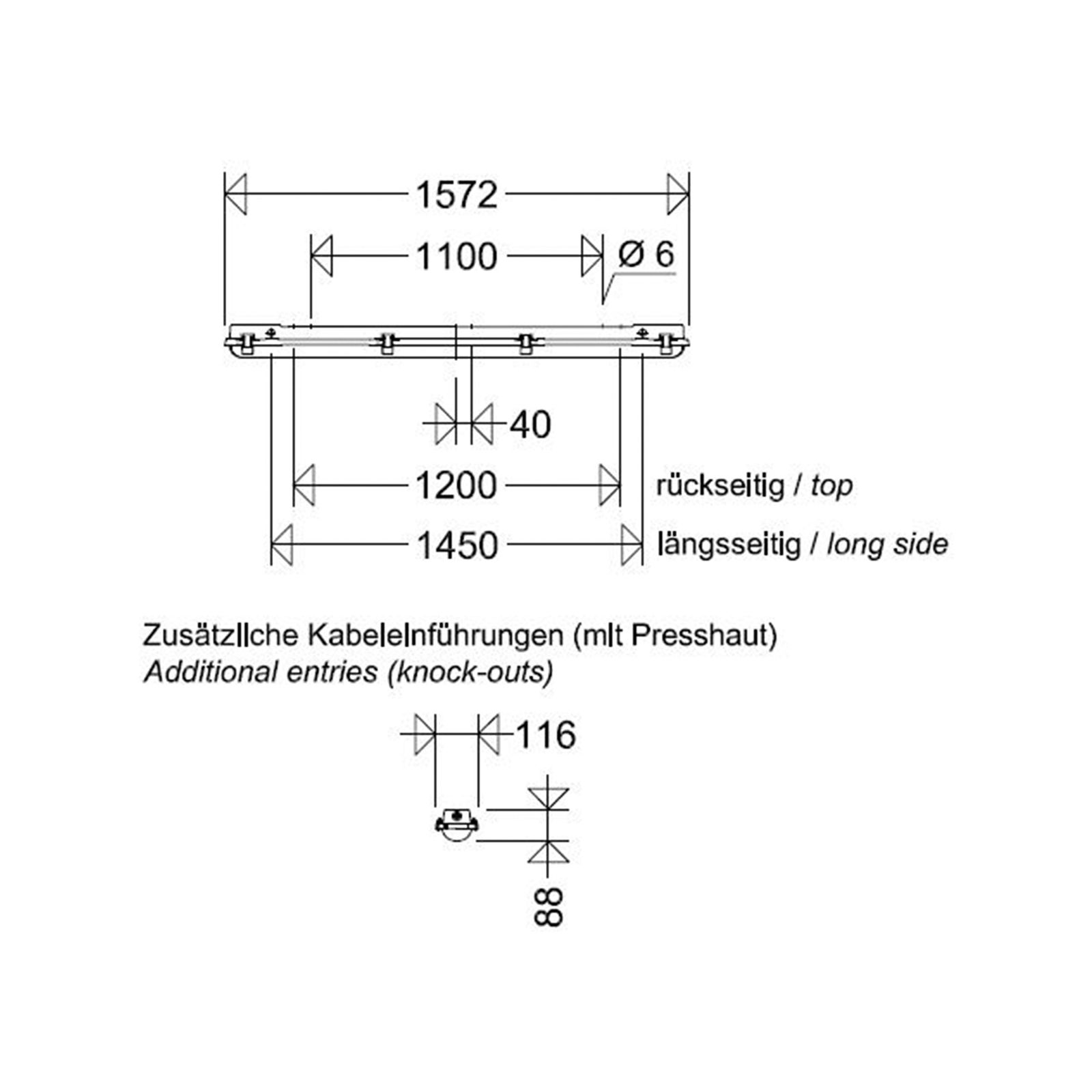 LED-Feuchtraumleuchte 21W 4000K 3330lm gr Konv Dimmung DALI-2 IP65