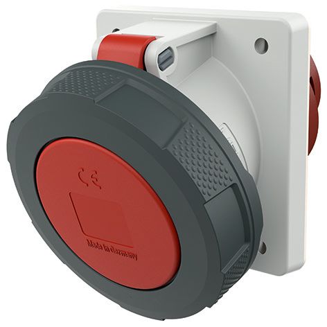 CEE-Anbausteckdose 5p 63A 400V/rt 6h Kst IP67 Schraubkl abgew 106x110mm