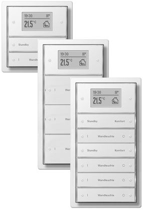 Tastsensor KNX Fläche UP rws glz 3f 3pkt m.Display Mit Raumthermostat