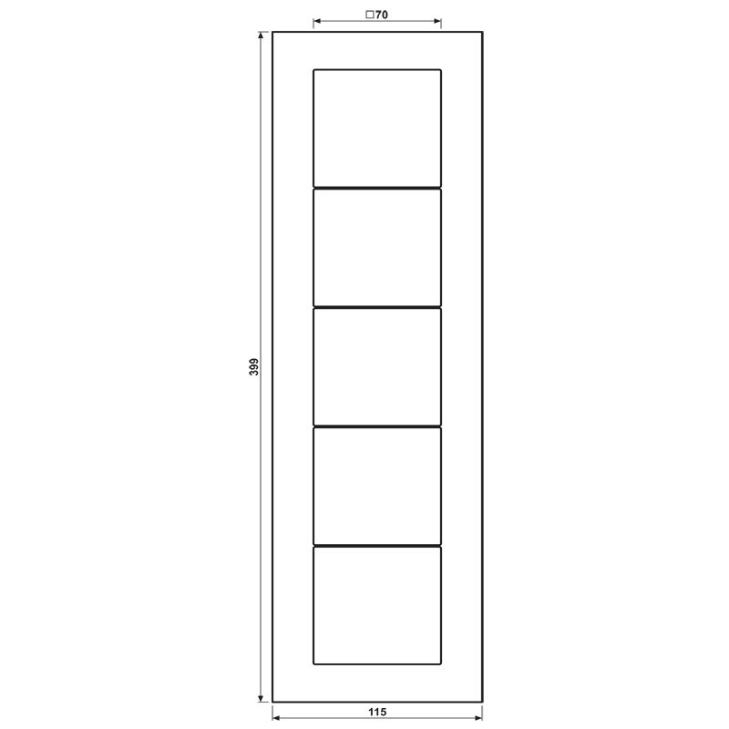 Glasrahmen 5fach, senkrec Einbaurahmen aws glz f.GEB-K Unterputzmontage