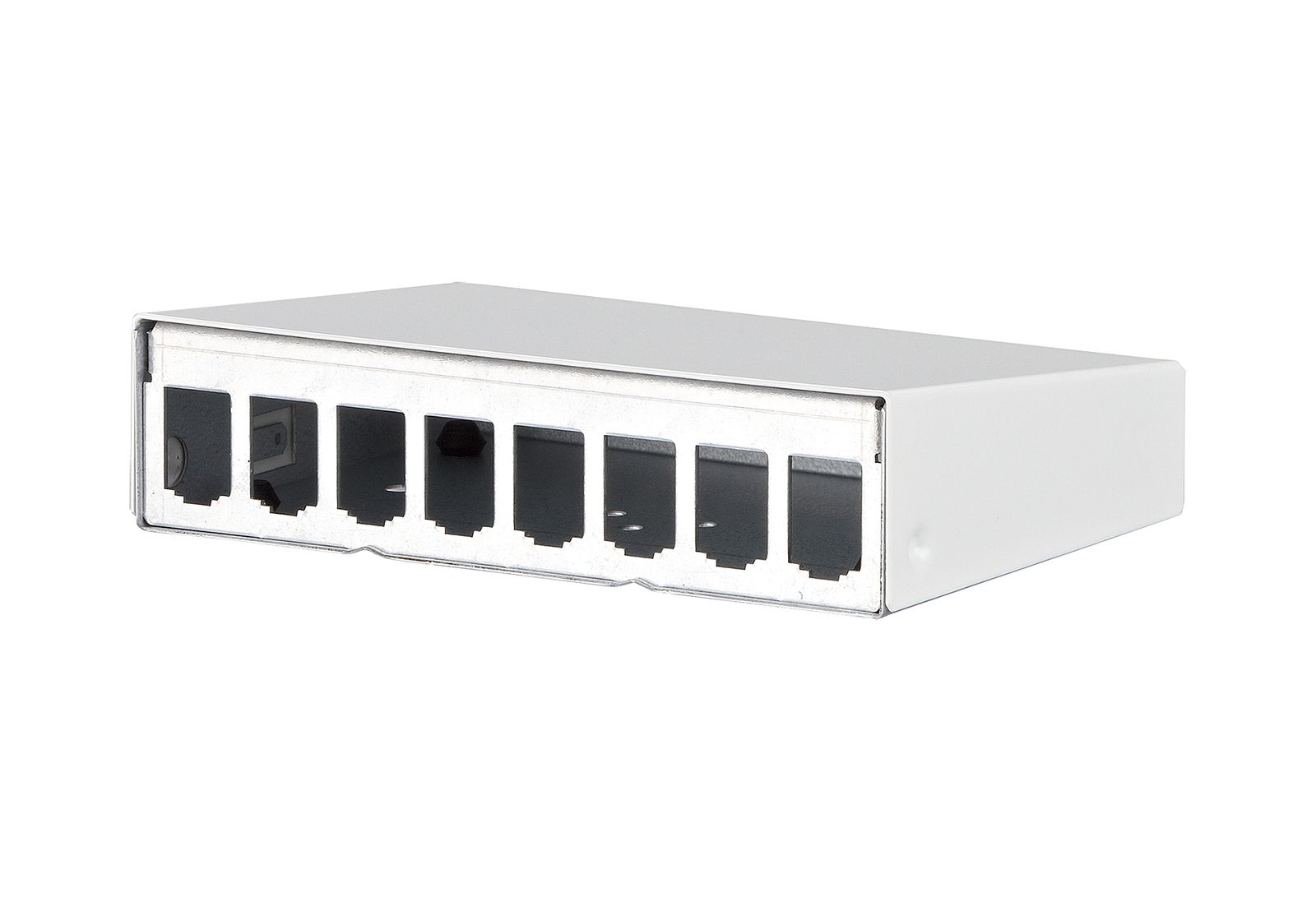 Modulträger 8Ports Wandmont Schirm RAL9010 43,6x163,6x110mm