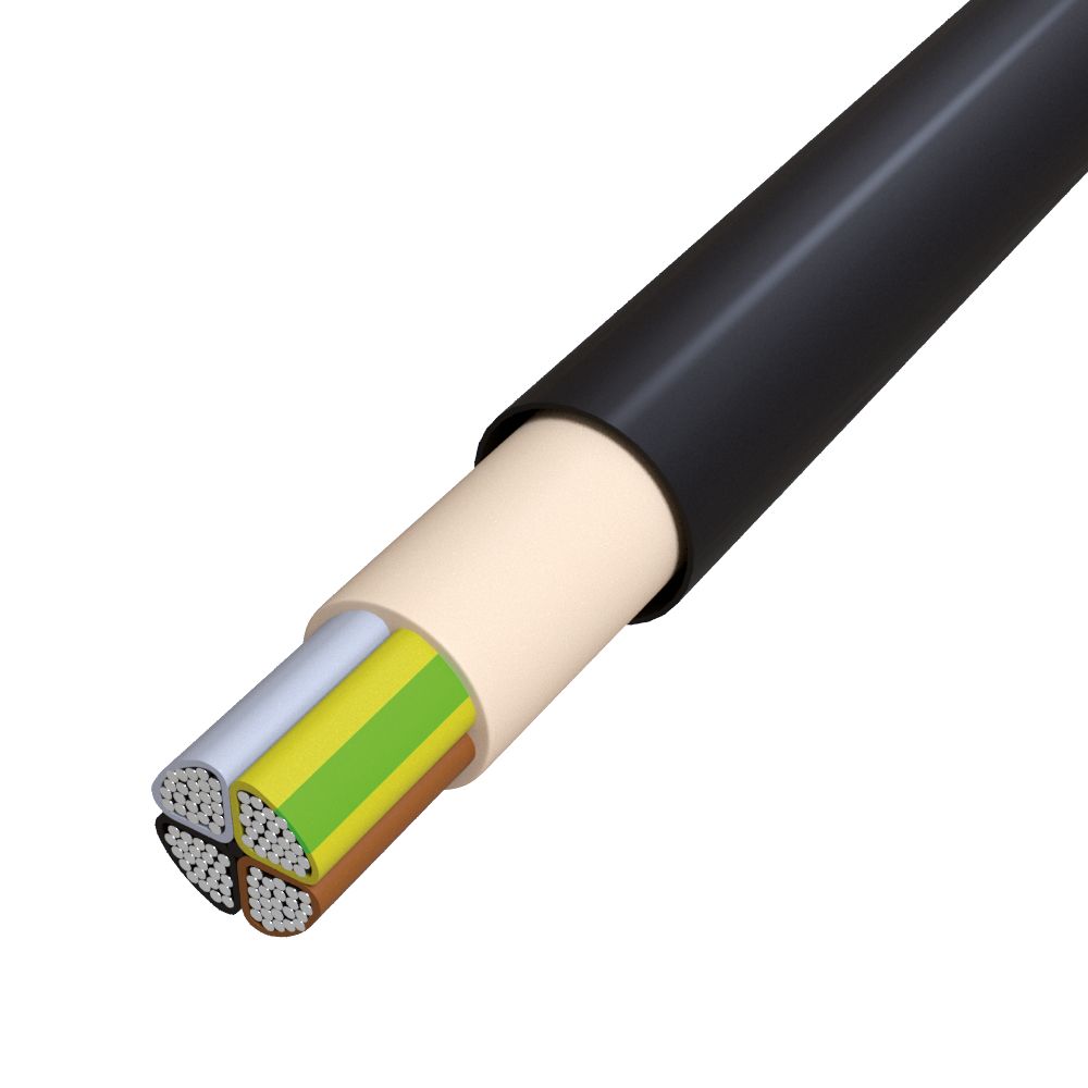 Starkstromkabel Eca NAYY-J 4x150qmm SM TRS Ø46mm Polyvinylchlorid (PVC) sw Alu